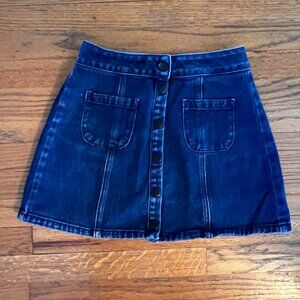 Brandy Melville Dark Wash Denim Mini Skirt Size 24 Snap Front